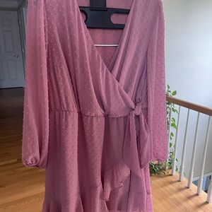 Mauve Swiss Dot Wrap Dress